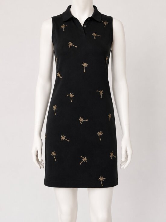 Coldwater Creek Dresses & Skirts - Coldwater Creek Black Palm Tree Embroidered Shift Dress | Petite Medium | Resort